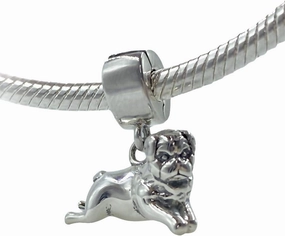 BOLENVI PUG Puggle Mastiff Dog 925 Sterling Silver Dangle Pendant X Charm Bead For Pandora & Similar Charm Bracelets or Necklaces