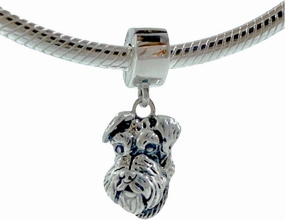 BOLENVI Schnauzer Miniature Dog Head 925 Sterling Silver Pendant Charm Bead For Pandora & Similar Charm Bracelets or Necklaces