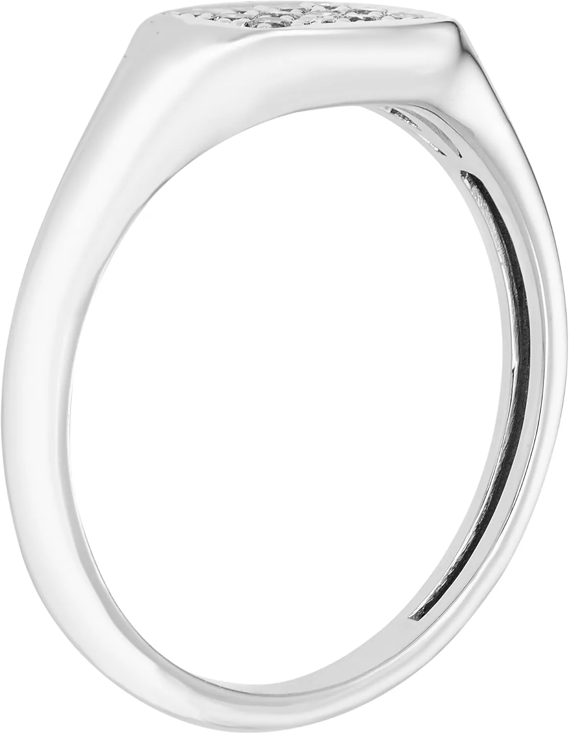 Boston Bay Diamonds Diamond Signet Ring in 14K Yellow Gold or Rhodium Plated Sterling Silver, Choice of Style