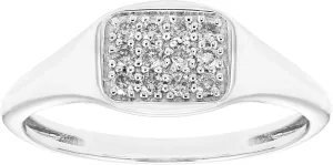 Boston Bay Diamonds Diamond Signet Ring in 14K Yellow Gold or Rhodium Plated Sterling Silver, Choice of Style