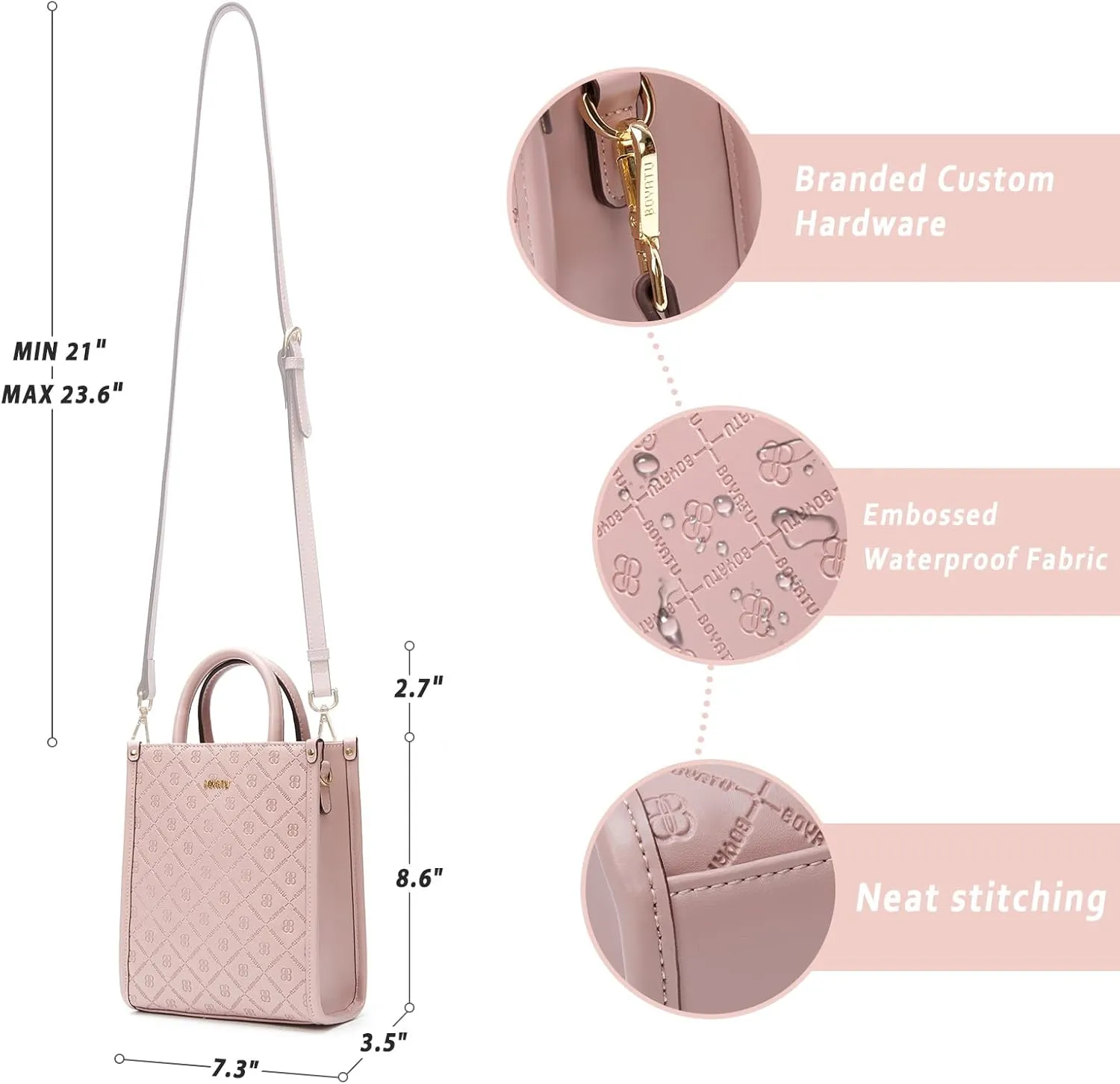 BOYATU Genuine Leather Tote for Women: Designer Top Handle Purse - Dressy Crossbody bag Small size