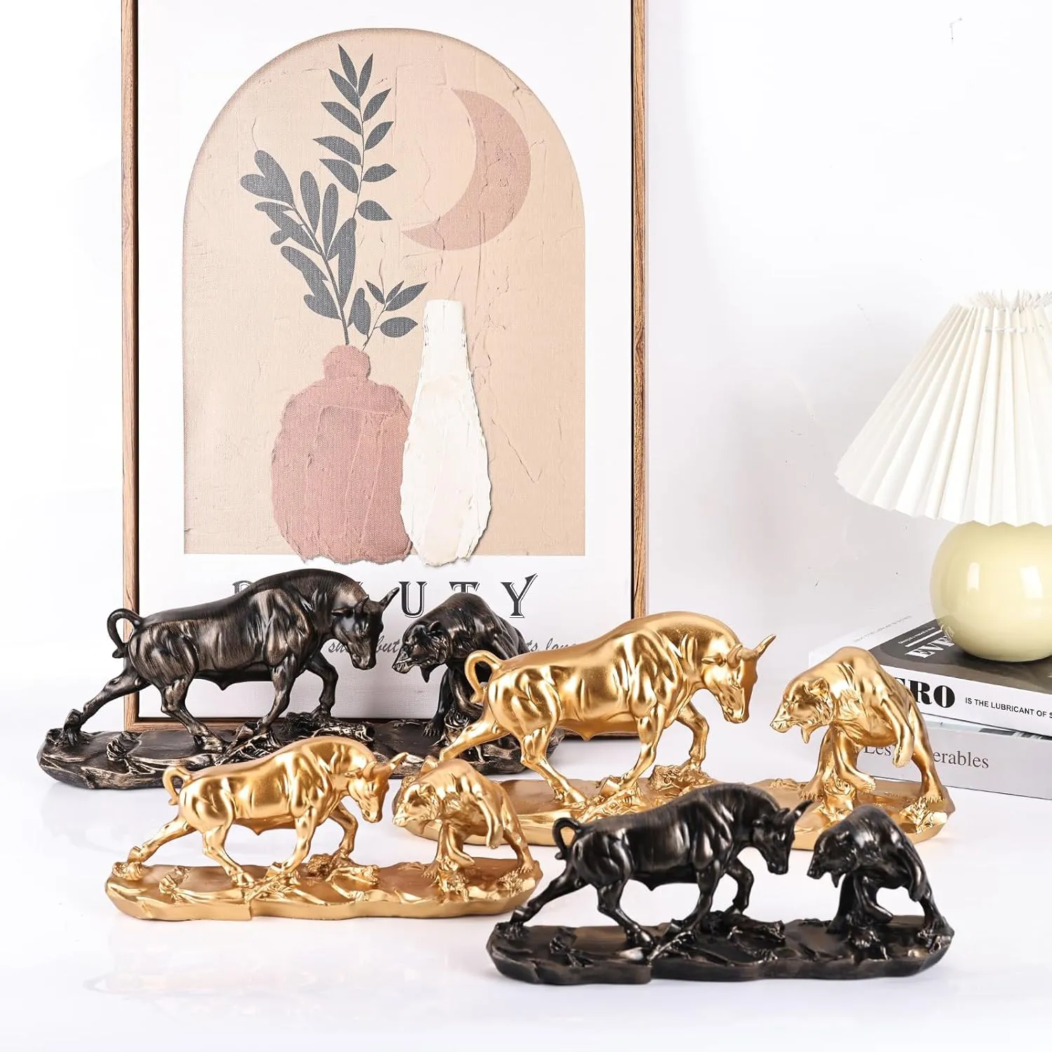 Bull Statue - Wall Street Charging Bull Decor for Finance Office, Stock Market Gifts & Forex Accessories