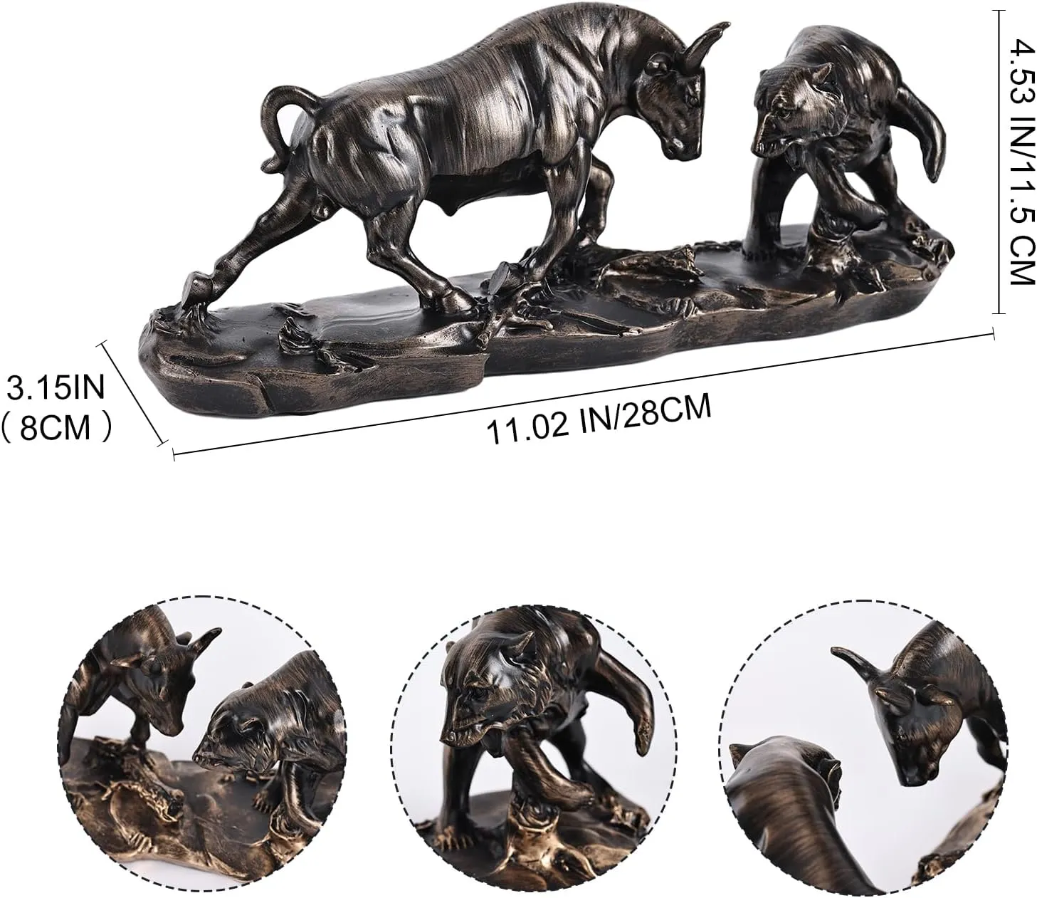 Bull Statue - Wall Street Charging Bull Decor for Finance Office, Stock Market Gifts & Forex Accessories
