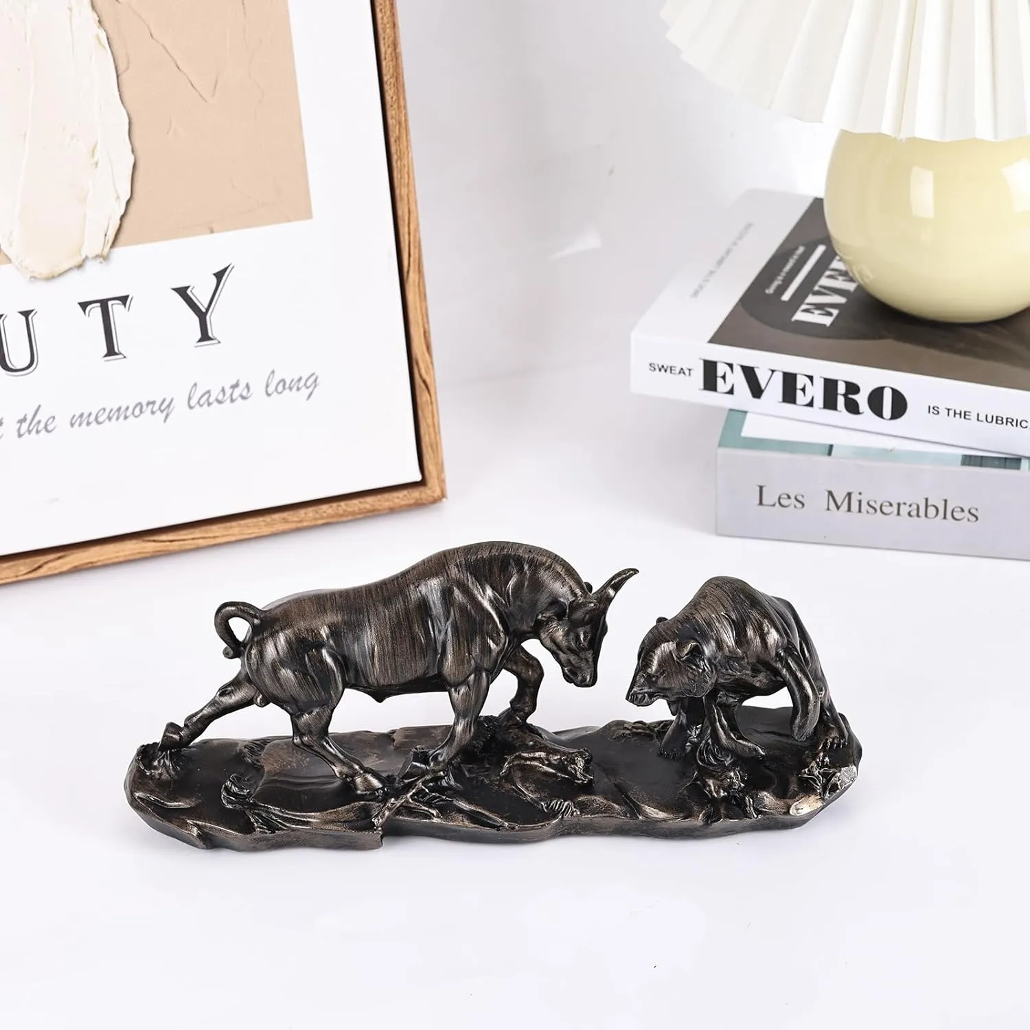 Bull Statue - Wall Street Charging Bull Decor for Finance Office, Stock Market Gifts & Forex Accessories