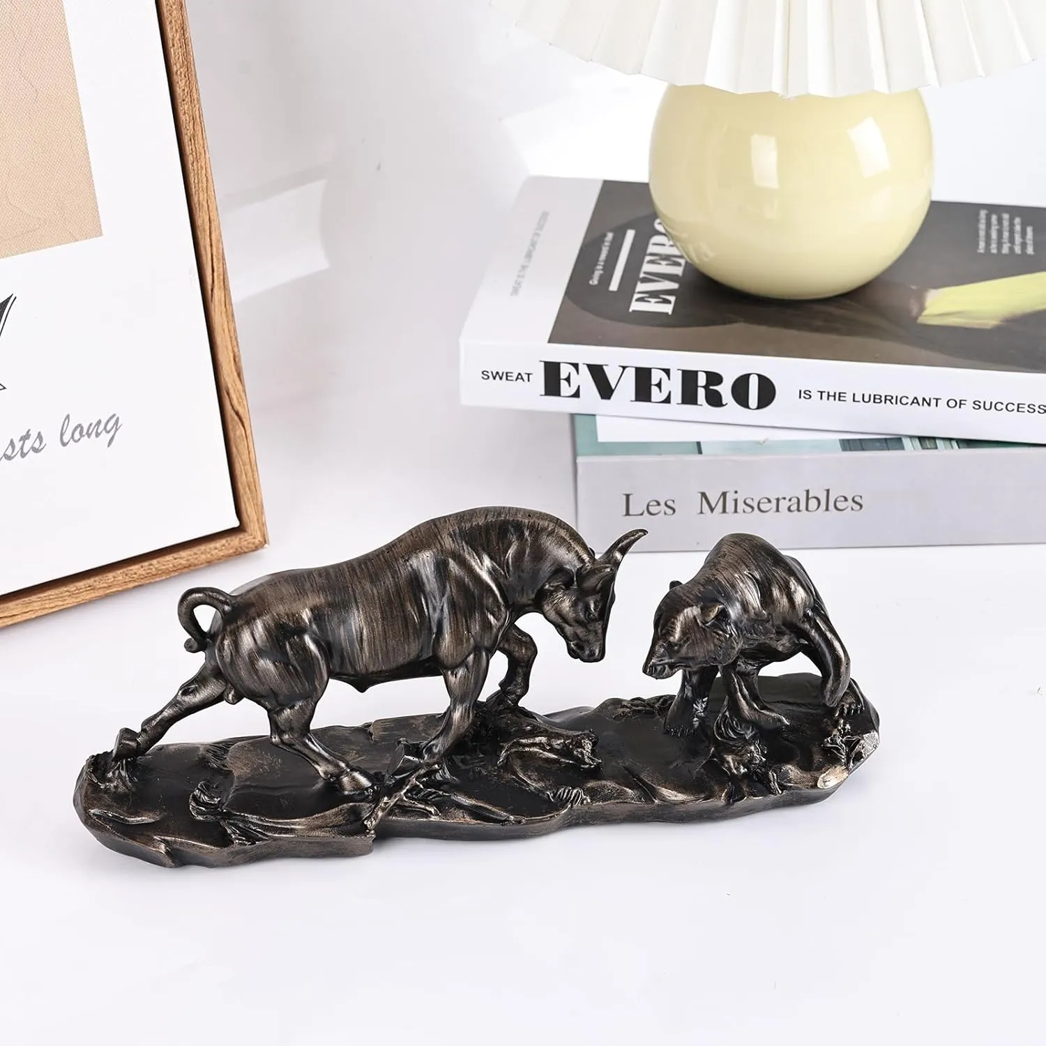 Bull Statue - Wall Street Charging Bull Decor for Finance Office, Stock Market Gifts & Forex Accessories