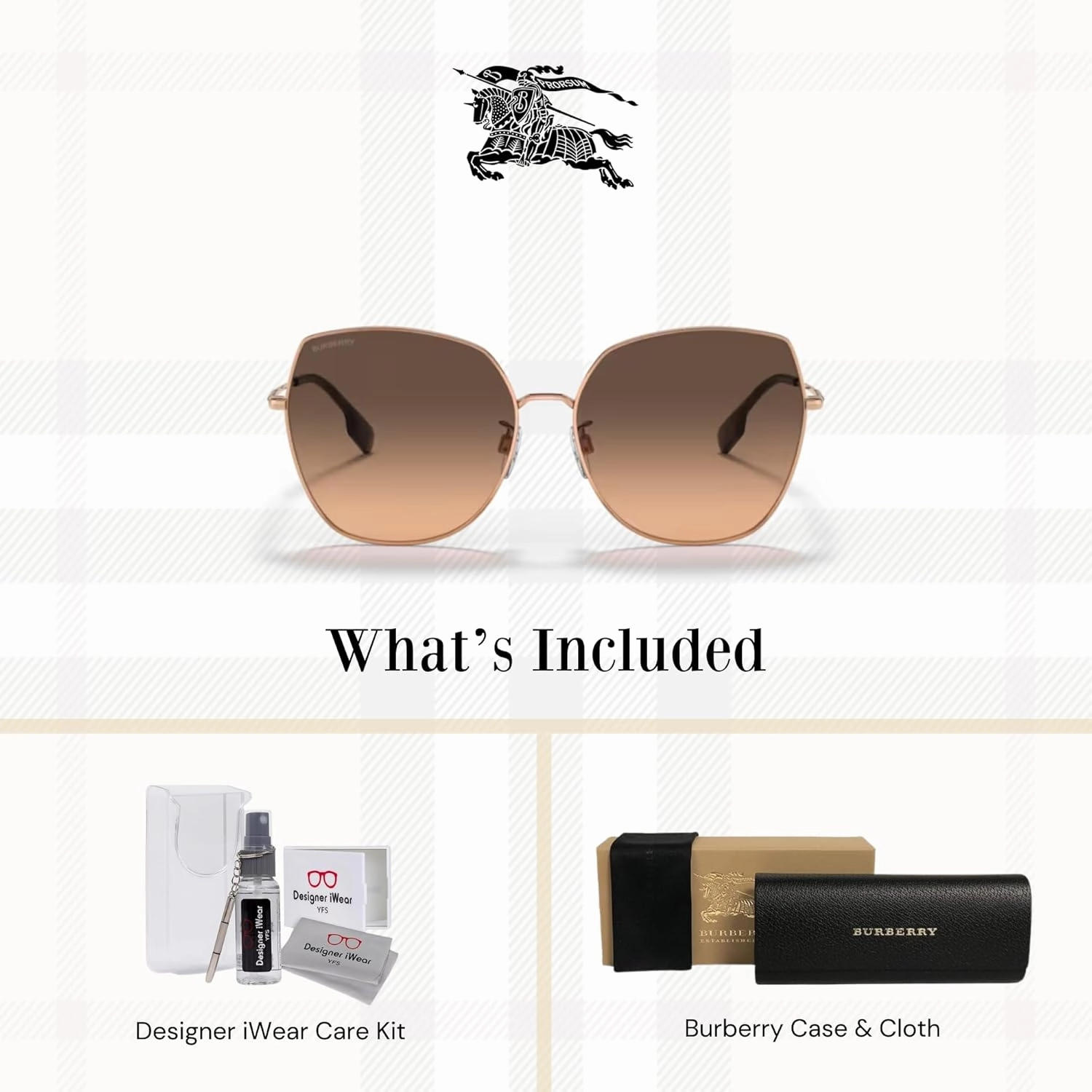BURBERRY BE3136D Square Sunglasses for Women   BUNDLE With Deisgner iWear Complimentary Eyewear Kit