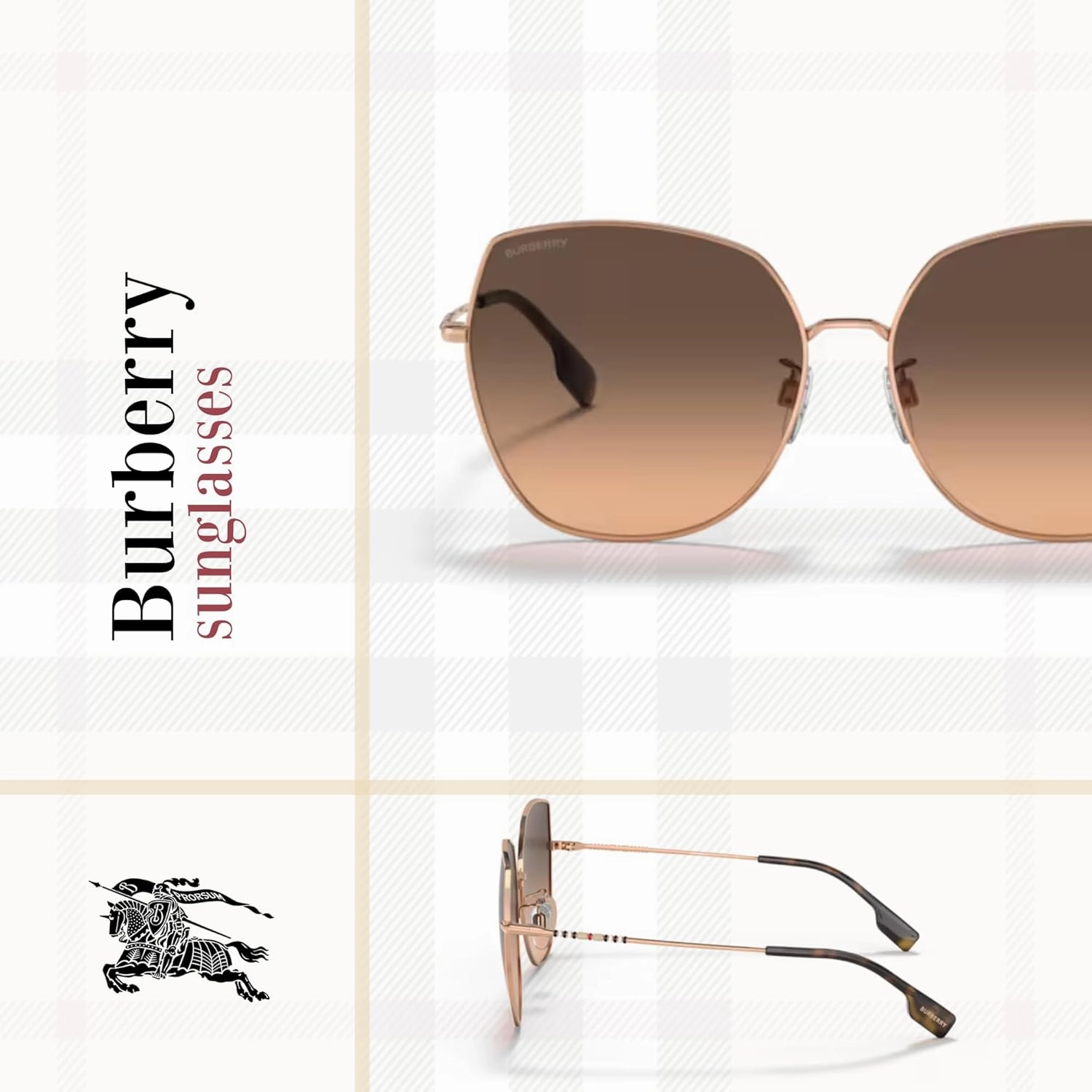 BURBERRY BE3136D Square Sunglasses for Women   BUNDLE With Deisgner iWear Complimentary Eyewear Kit