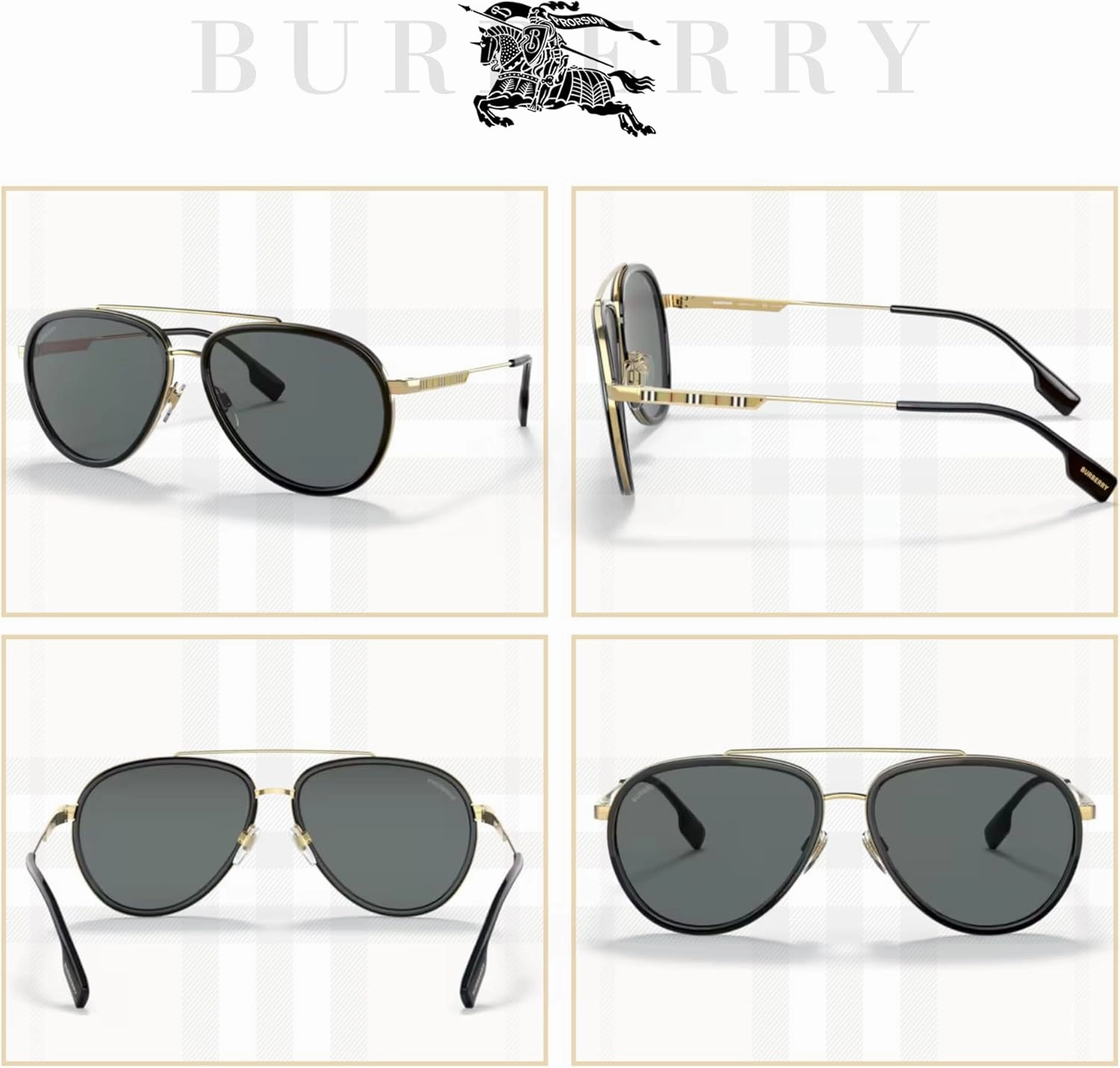 BURBERRY Oliver BE3125 Aviator Sunglasses for Men   BUNDLE With Designer iWear Eyewear Kit