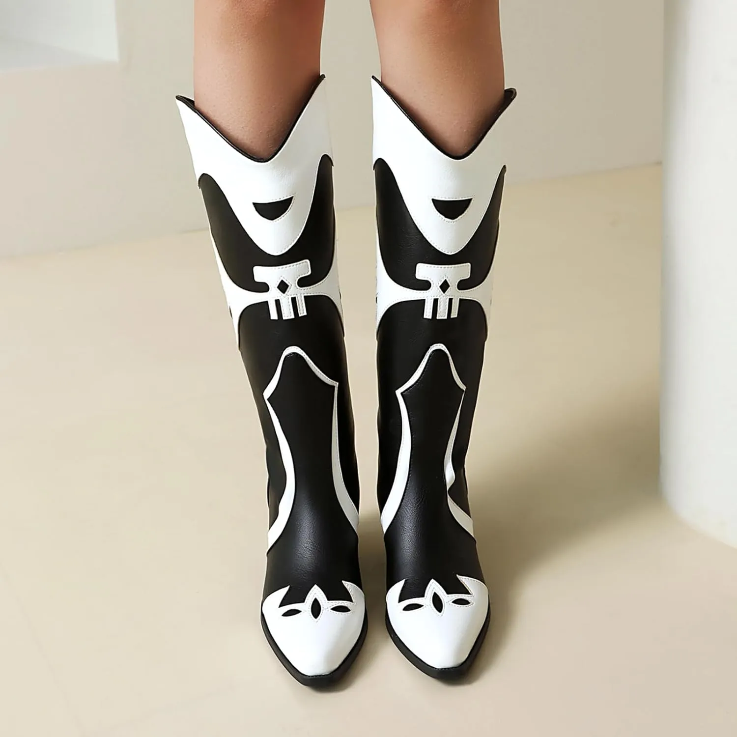 Butterfly Cowboy Boots for Women,Western Knee High Cowgirl Boot Vintage Sexy Pointed Toe Country boots Slip On Chunky Heel Girls Ladies Shoes.