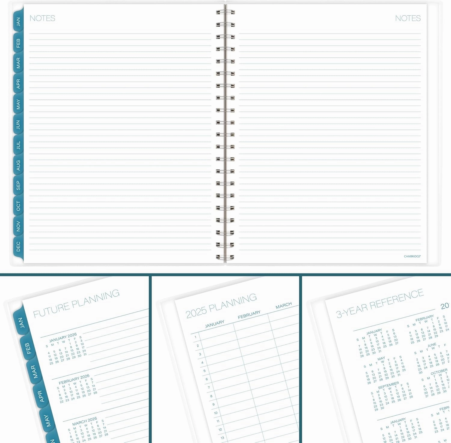 Cambridge 2025 Planner, Weekly & Monthly, 8-1/2" x 11", Large, Glacier (1727-905-25)