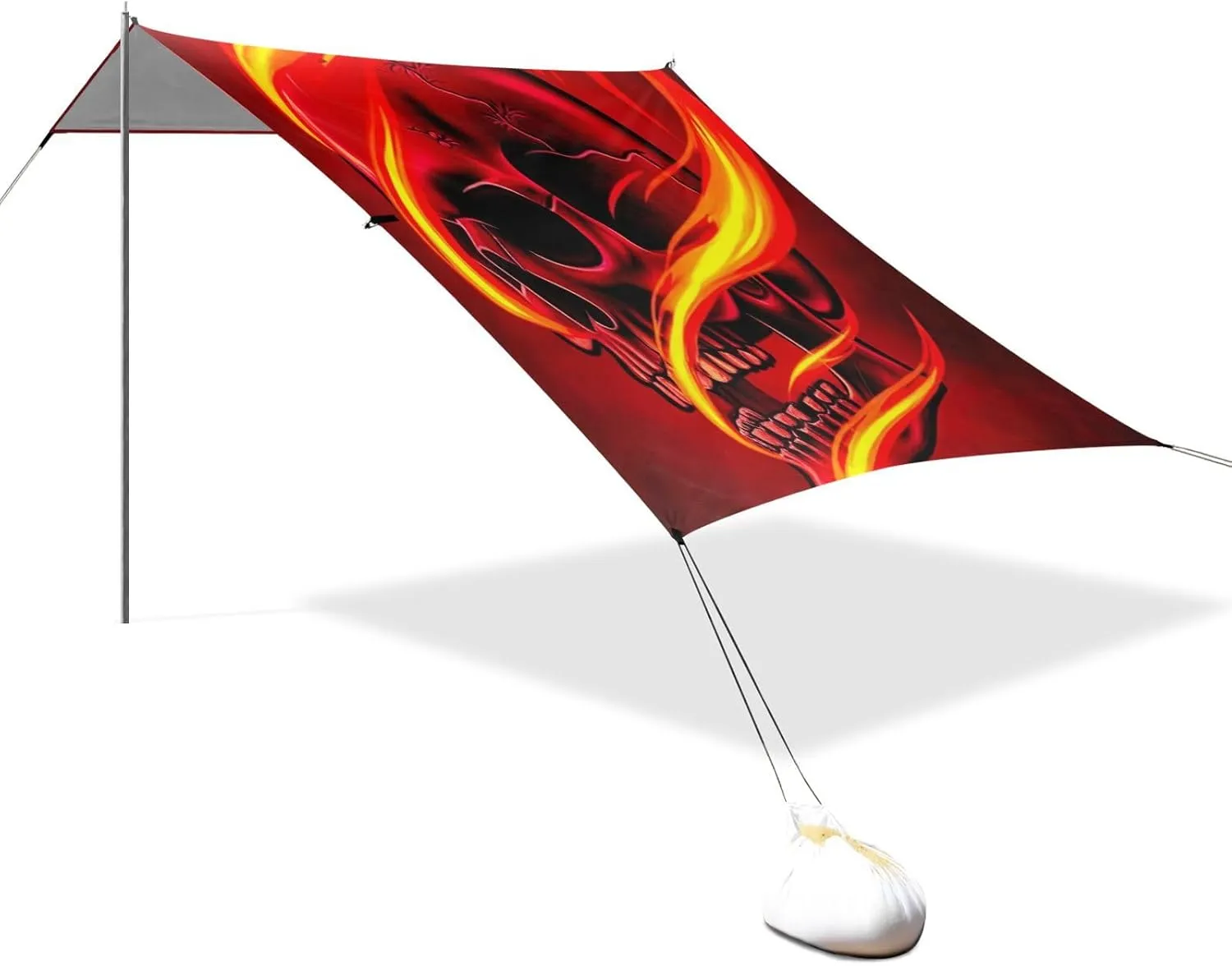 Canopy Tent Beach Patio Sun Shade Outdoor Decorative Camping Shelter Backyard with Sand Anchor Poles Wind Sail Shade 9.2 × 10.5 FT Cool Red Flame Skull