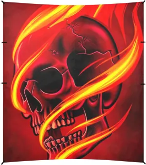 Canopy Tent Beach Patio Sun Shade Outdoor Decorative Camping Shelter Backyard with Sand Anchor Poles Wind Sail Shade 9.2 × 10.5 FT Cool Red Flame Skull