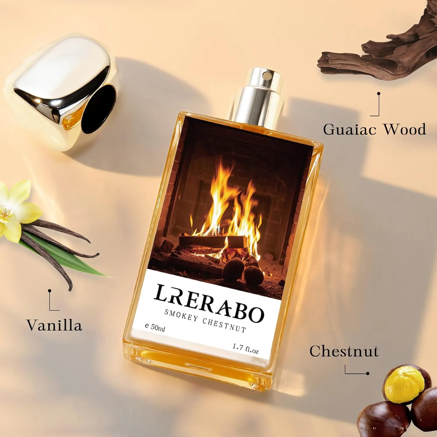 Caramel Chestnut Eau De Parfum Inspired by Replica M.M.'s The Fireplace, Long Lasting Perfume For Women & Men, Paraben Free, Vegan, Unisex Vanilla Perfume Spray - 1.7 Fl Oz (50ml)