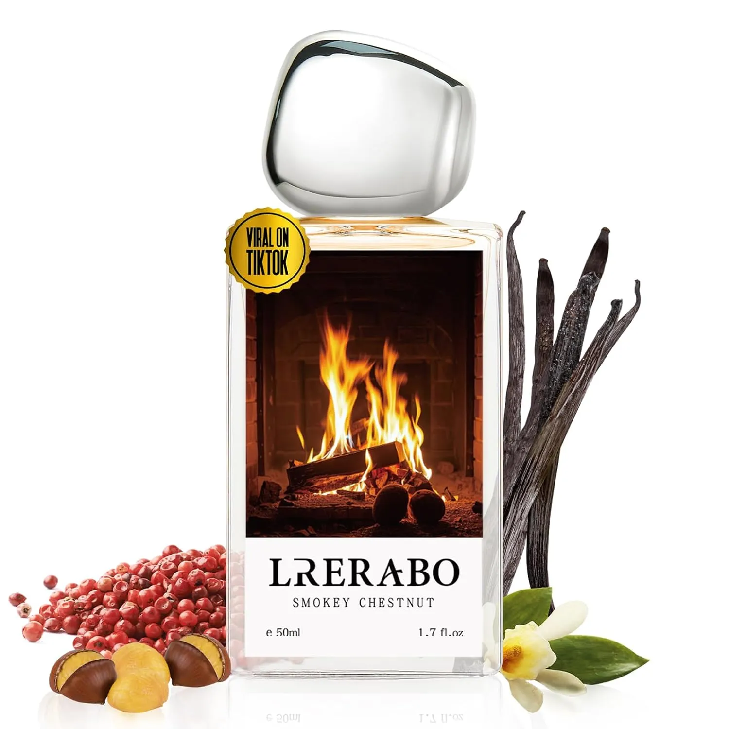 Caramel Chestnut Eau De Parfum Inspired by Replica M.M.'s The Fireplace, Long Lasting Perfume For Women & Men, Paraben Free, Vegan, Unisex Vanilla Perfume Spray - 1.7 Fl Oz (50ml)