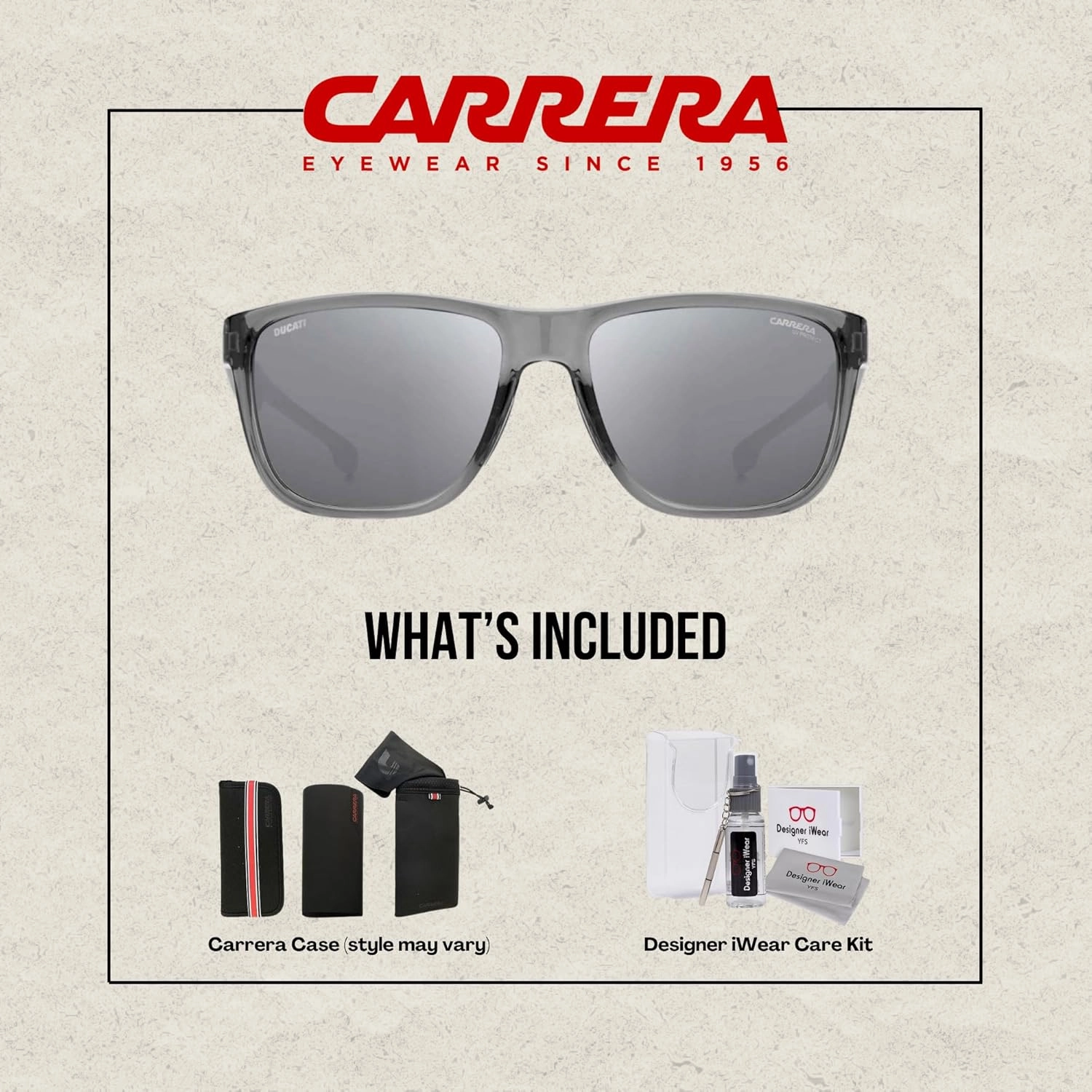 Carrera-Ducati CA003/S Square Sunglasses for Men   BUNDLE With Designer iWear Complimentary Eyewear Kit