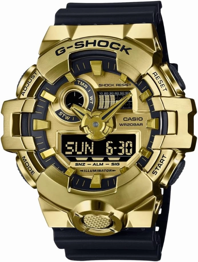 Casio G-Shock GM700G-9A | Gold Ion-Plated Bezel | Shock Resistant | 200M WR | Super Illuminator | Rugged Elegance