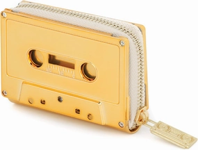 Cassette Tape Wallet | 80s Retro Fun Wallet for Women | Compact Credit Card Holder | Gold