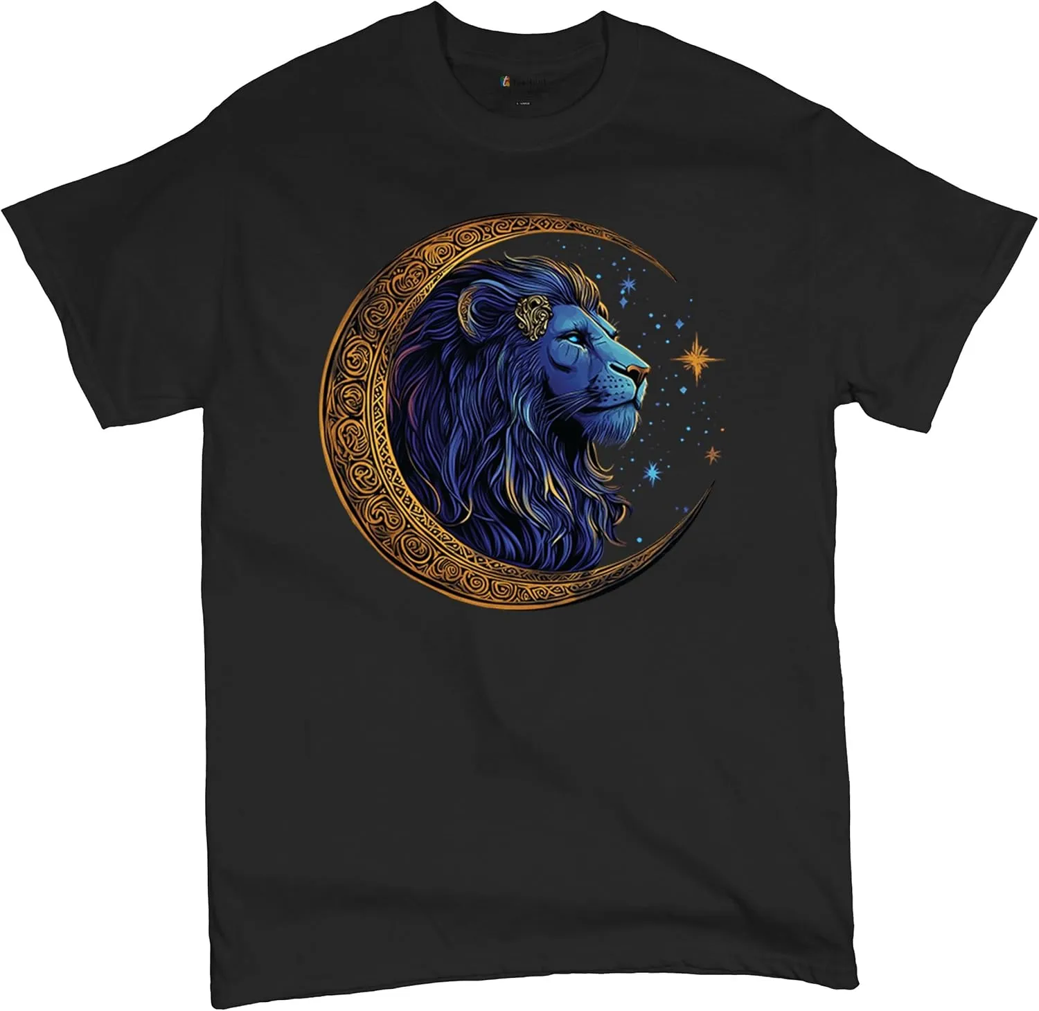 Celtic Moon Lion Men's T-Shirt Mystical Jungle King Celestial Wildlife Nature Fantasy Cosmic Nordic Valhalla Men's Tee