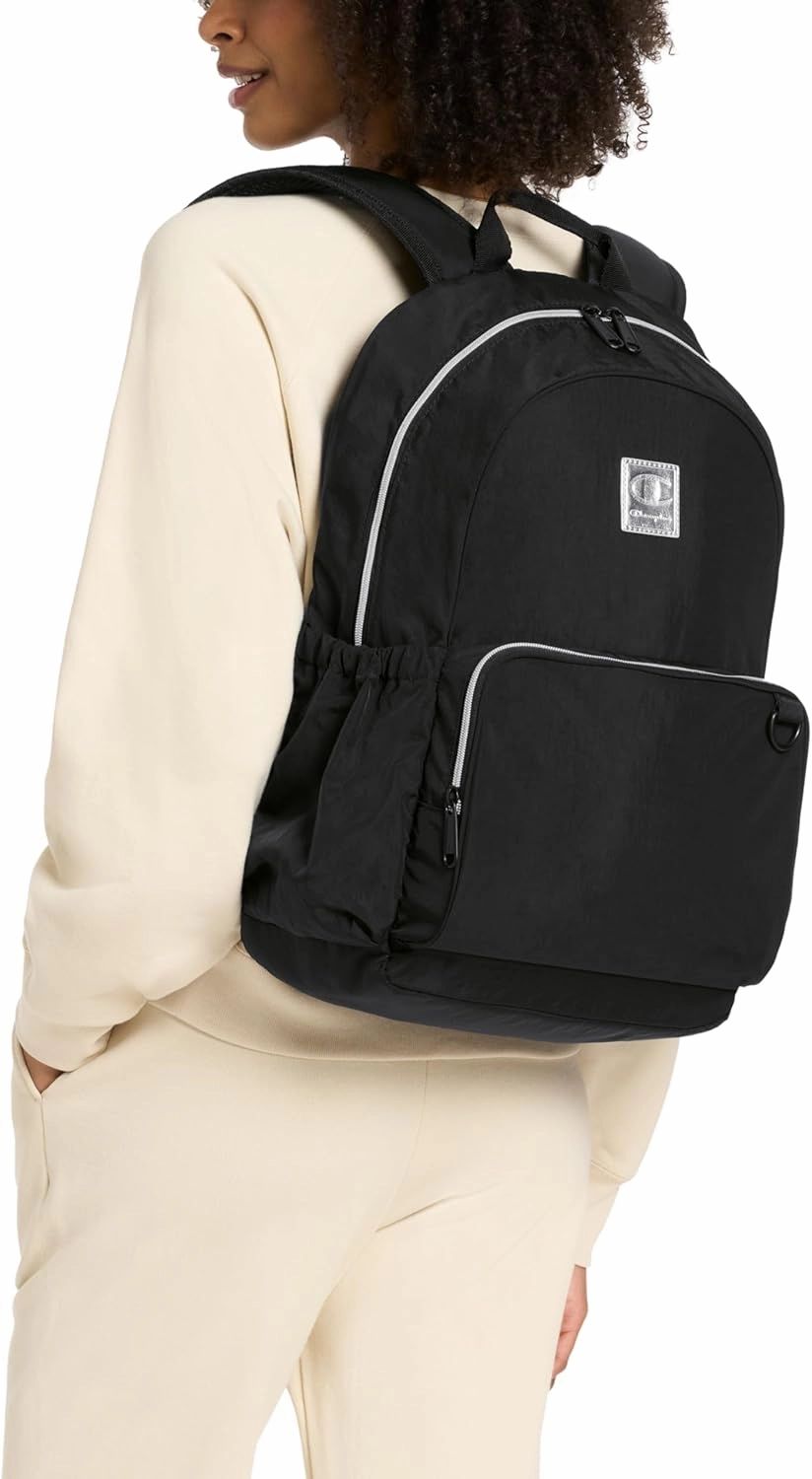 Champion Venice Nylon Backpack, Black/Silver, Medium