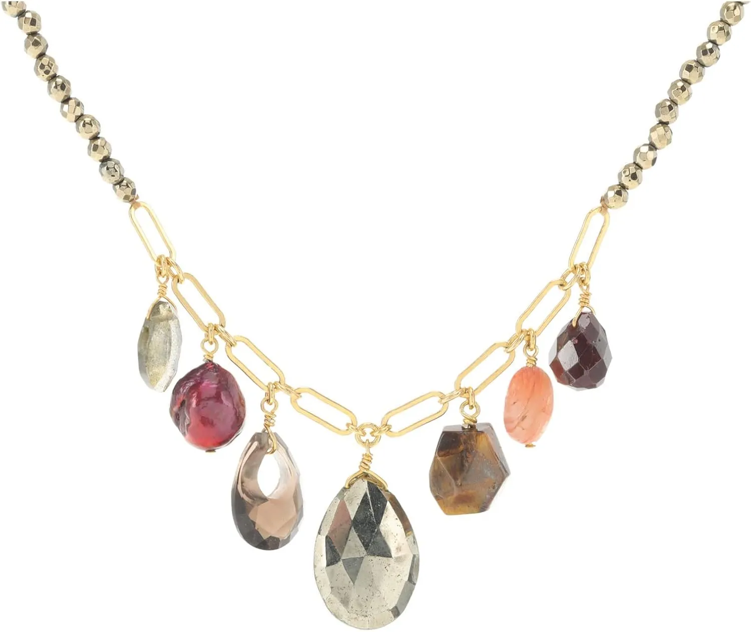 Chan Luu Stone Charm Necklace Pyrite Mix One Size