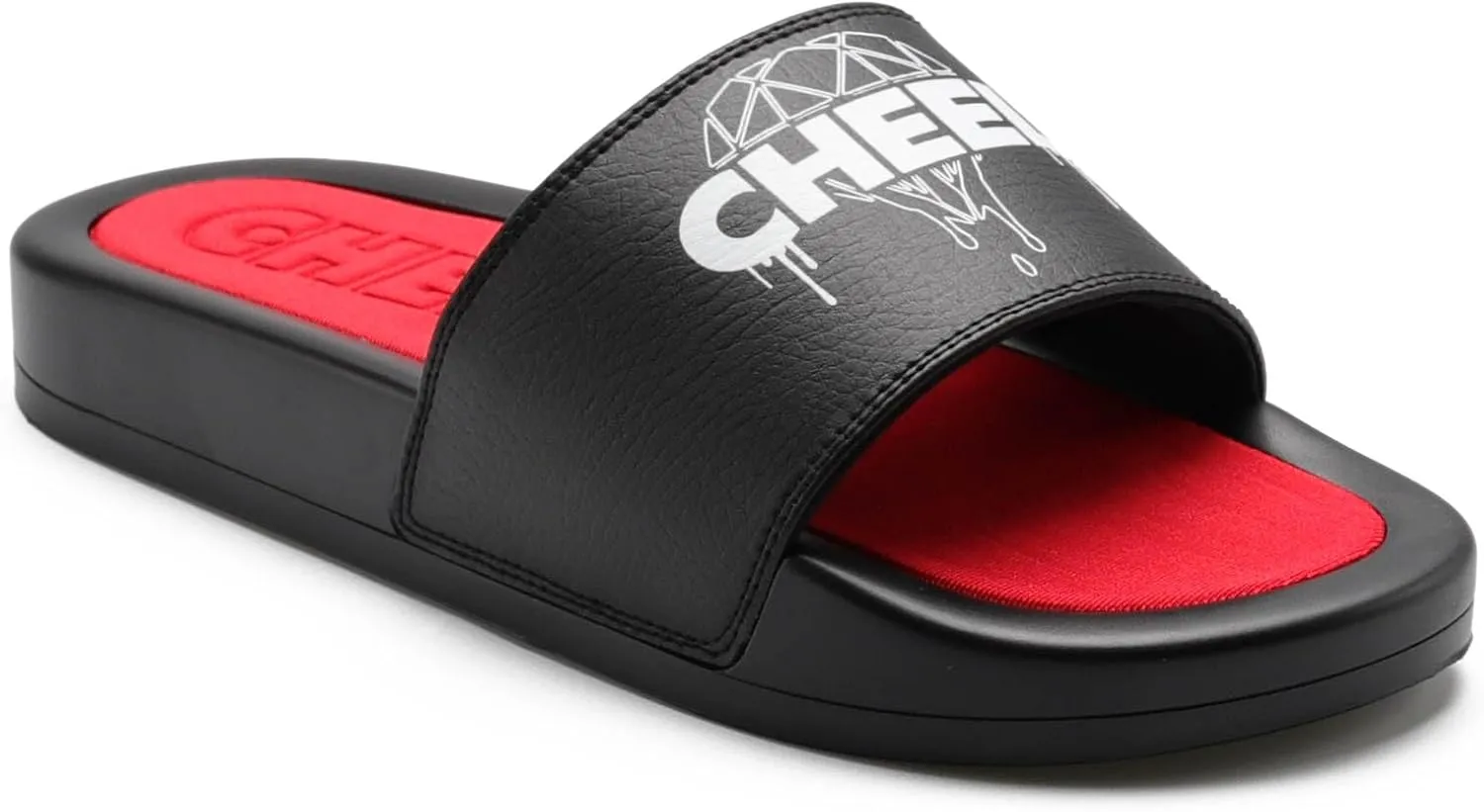 CHEEL Luxe Slides - Comfortable & Stylish Black and Red Sandals for Men & Women - Soft Cushioned Sole - Durable & Waterproof - Perfect for Indoor &outdoor wear