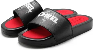 CHEEL Luxe Slides - Comfortable & Stylish Black and Red Sandals for Men & Women - Soft Cushioned Sole - Durable & Waterproof - Perfect for Indoor &outdoor wear