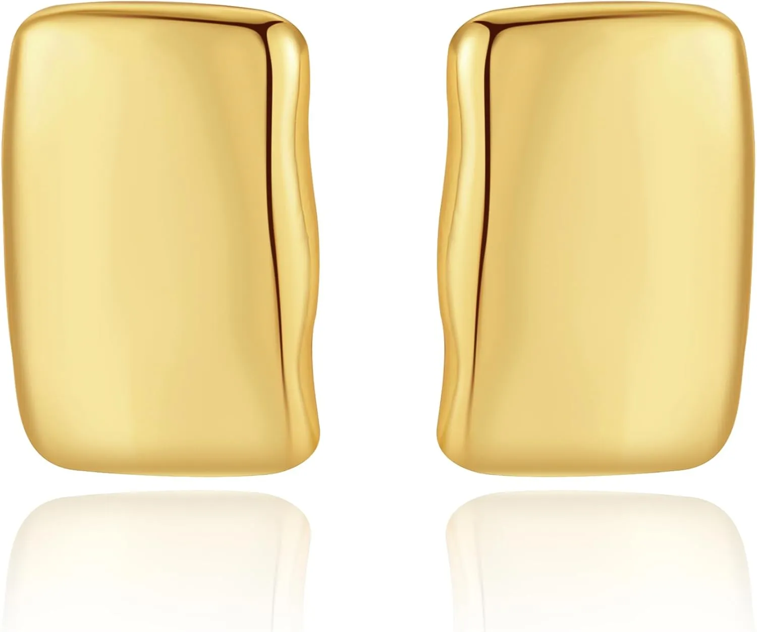 Chunky Gold Earrings - Trendy Drop Studs in Thick Oval, Geometric, Bow, Circle, Rectangle Shapes - Large Gold Earrings for Women's Jewelry Gifts