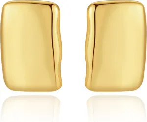 Chunky Gold Earrings - Trendy Drop Studs in Thick Oval, Geometric, Bow, Circle, Rectangle Shapes - Large Gold Earrings for Women's Jewelry Gifts