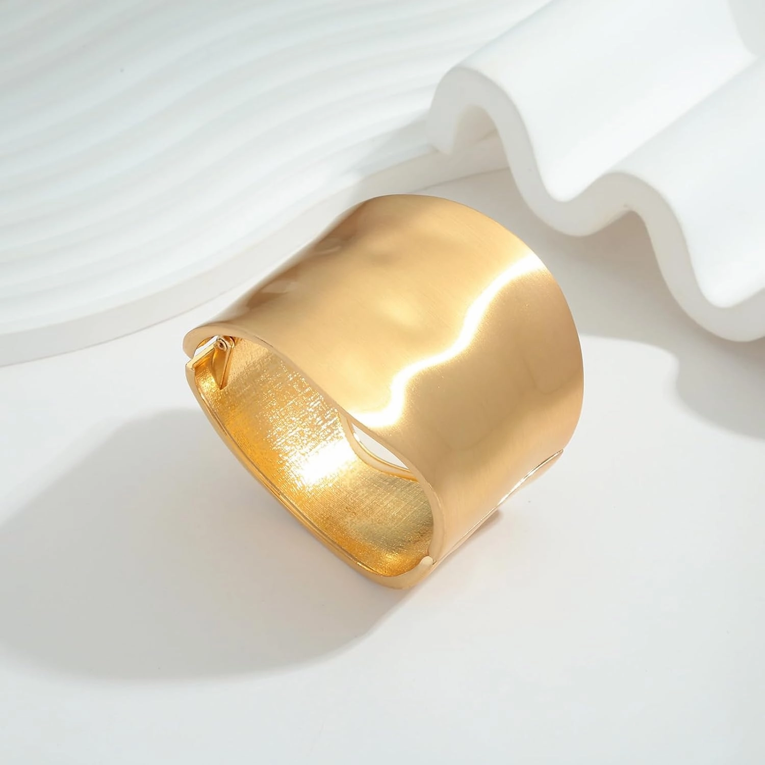 Chunky Gold Cuff Bracelets for Women Wide Gold Bangle Bracelet Hammered Open Wrist Cuff Bracelet Christmas Holiday Jewelry