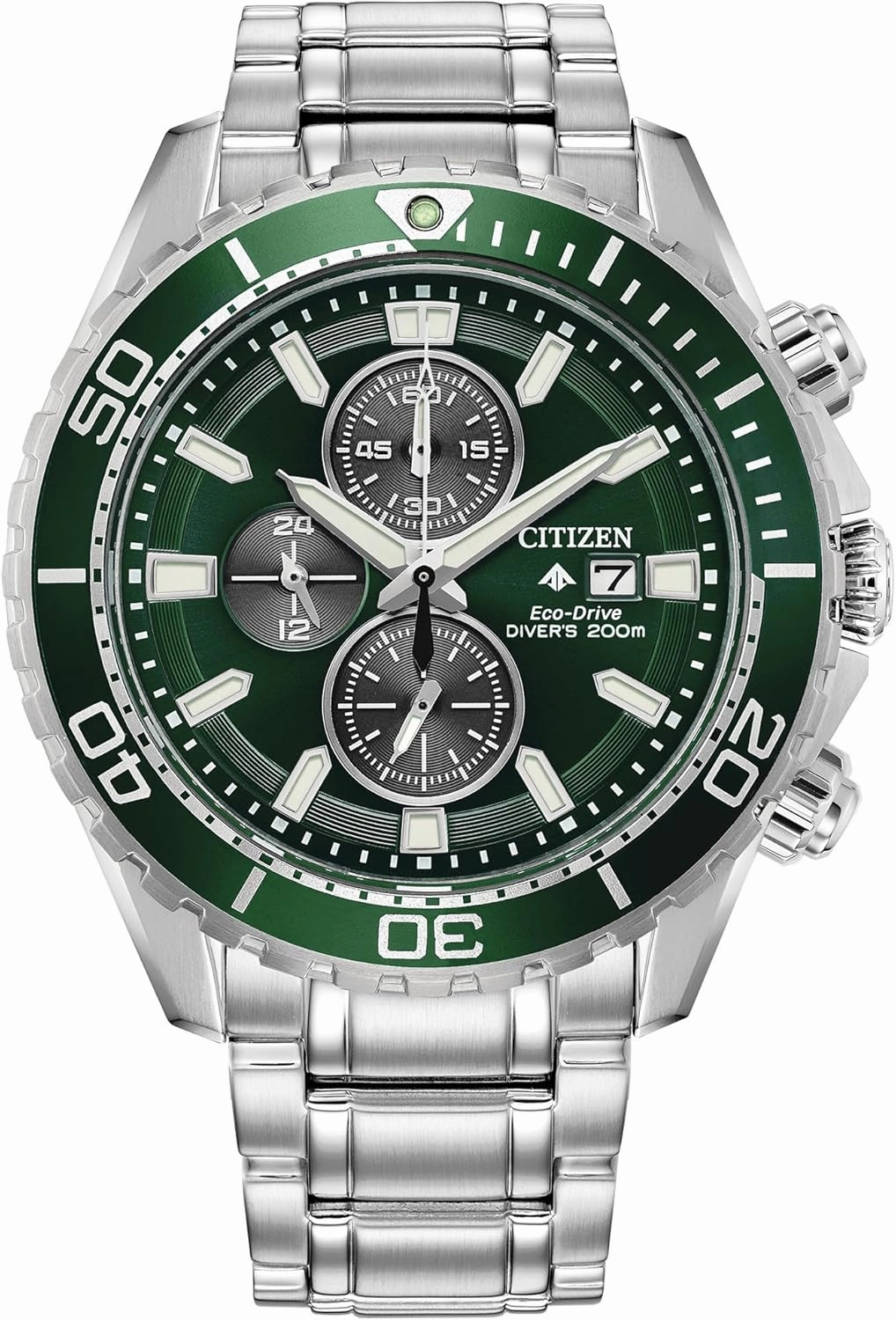 Citizen Eco-Drive Promaster Dive Green Dial and Stainless Steel Bracelet Watch | 45mm | CA0820-50X