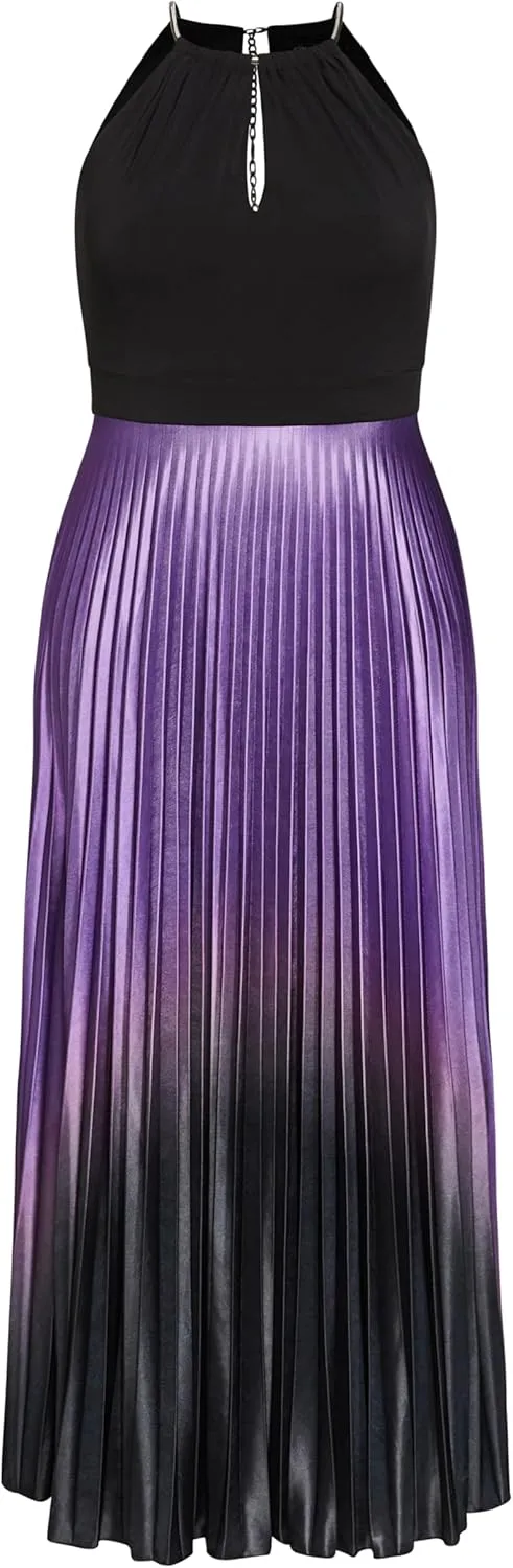 City Chic Women's Dress-Pleated Ombre Maxi
