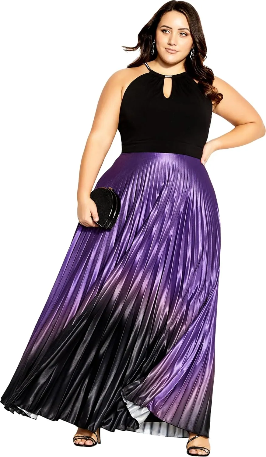 City Chic Women's Dress-Pleated Ombre Maxi
