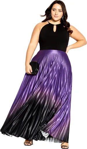 City Chic Women's Dress-Pleated Ombre Maxi