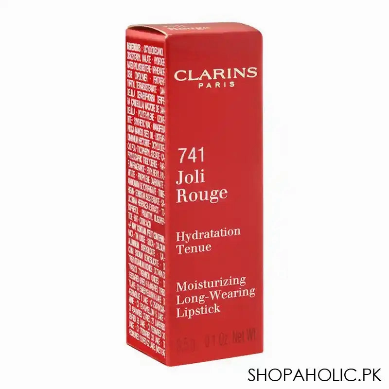 Clarins Paris Joli Rouge Moisturizing Long-Wearing Lipstick, 741 Red Orange