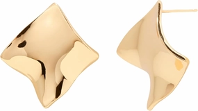 Claudia Earrings - Statement Stud Earrings – Hypoallergenic 14K Gold Brass - Water-Resistant & Tarnish Free Earrings- Gold Earrings - Women's Everyday Earrings