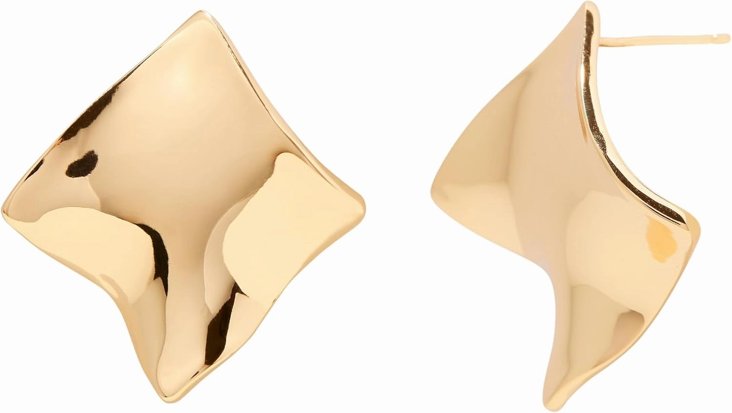 Claudia Earrings - Statement Stud Earrings – Hypoallergenic 14K Gold Brass - Water-Resistant & Tarnish Free Earrings- Gold Earrings - Women's Everyday Earrings