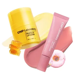 CNP Lip Butter x Jelly Duo - Original & Pink Donut Bundle | Hydrating Overnight Lip Mask & Gloss, 12hrs Long-lasting Moisture, Manuka Honey & Hyaluronic Acid, Gentle Exfoliation, Korean Skin Care