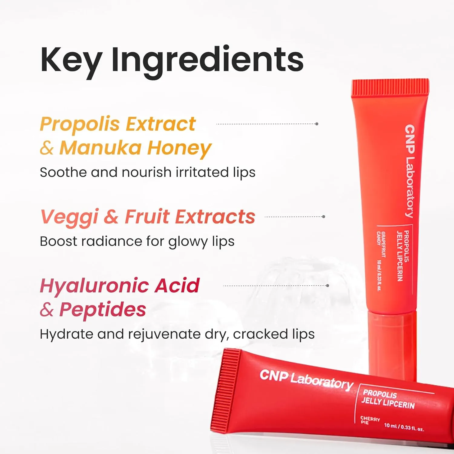CNP Propolis Jelly Lipcerin - Honey Cake, Hydrating Lip Gloss with Manuka Honey & Hyaluronic Acid, Gifts for Women, Korean Skin Care, 0.3 fl.oz.