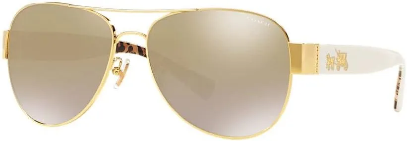Coach HC7059 Sunglasses, Gold/Gold Mirrored Gradient, 58 mm