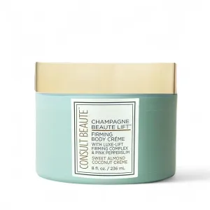 Consult Beaute Champagne Firming Body Cream with Pink Pepperslim - For Tighter, Smoother & Toned Arms Legs Stomach - For Dry, Crepey Skin & Cellulite - Moisturizer - Sweet Almond & Coconut - 8 Fl. Oz.