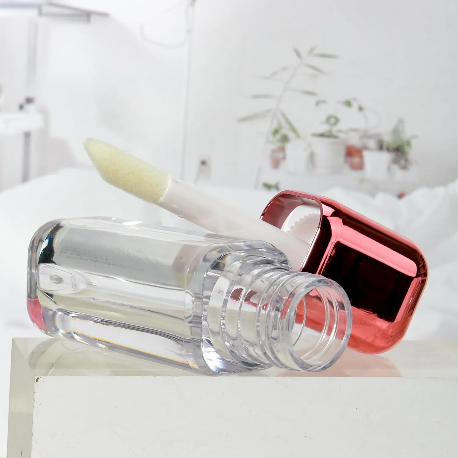 COSIDEA 14pcs Rose Gold 7ml Square big doe foot wand lip gloss tubes for DIY lipgloss containers tubes with thick wand