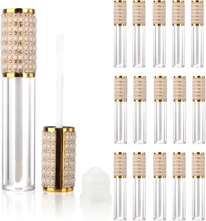 COSIDEA 15pcs Round Empty 5ml 0.17oz Gold lip gloss tubes with wand pearl Lipgloss tube containers for lip oil packing