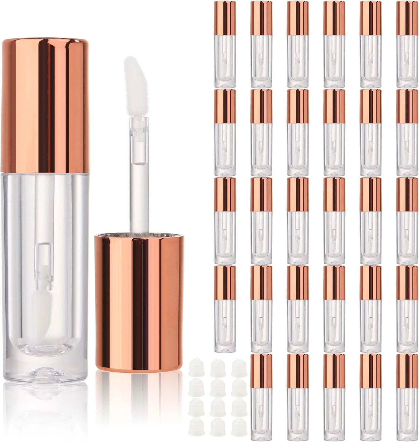 COSIDEA 30pcs 2.5ml Round Rose gold empty lip gloss tubes bulk with wand lipgloss bottle containers wholesale