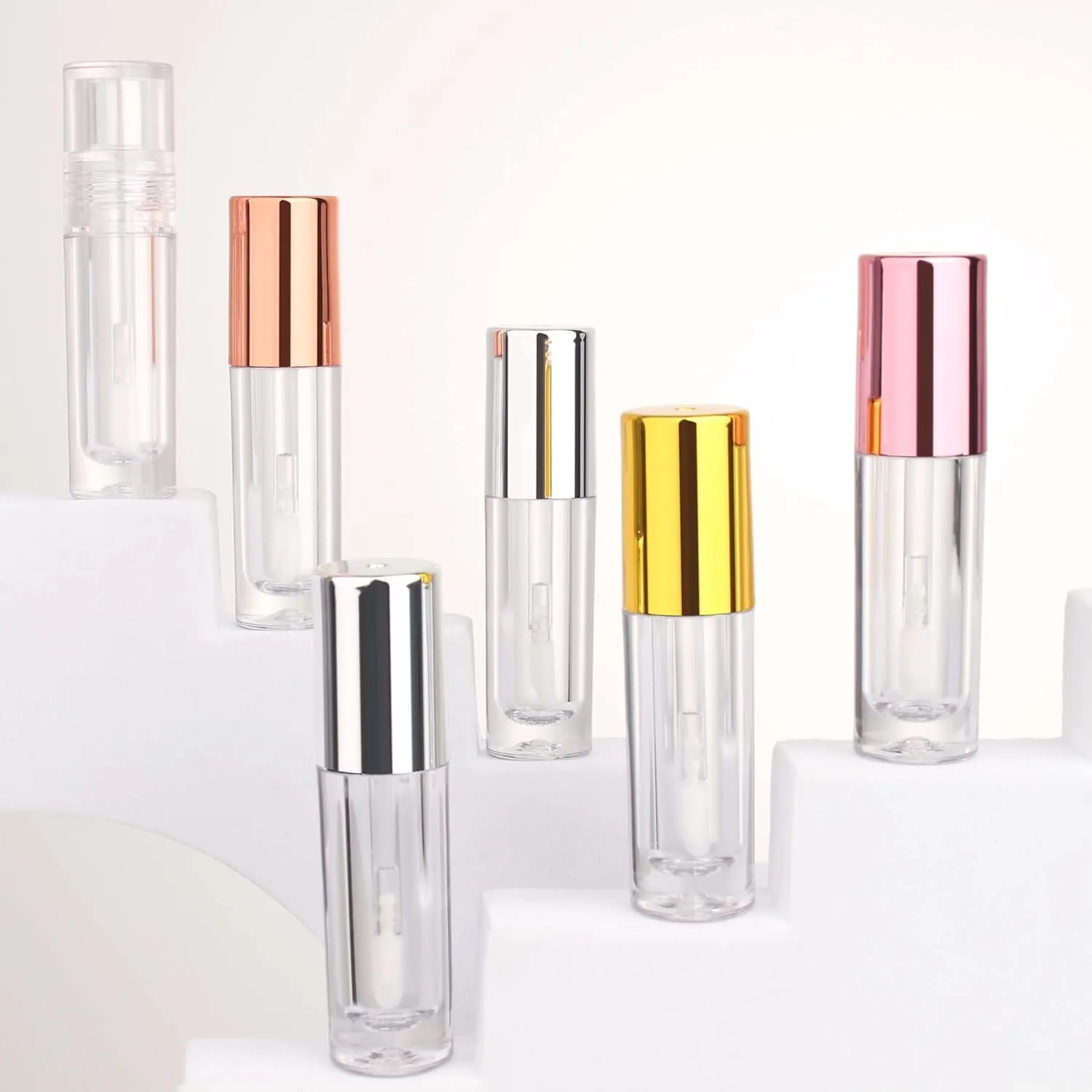 COSIDEA 30pcs 2.5ml Round Rose gold empty lip gloss tubes bulk with wand lipgloss bottle containers wholesale