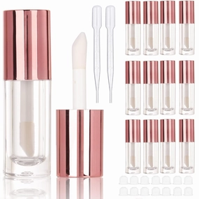 COSIDEA 14pcs Empty 6ml big brush Chunky lip gloss tubes for DIY lip gloss,Rose Gold Large doe foot wand l lipgloss containers