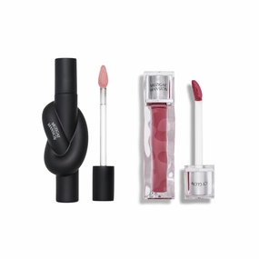 Cover & Shine Set - Grape Mauve, Tie up Cover Tint 03 Pink Step & Icy Glow 04 Divine, K-Beauty Matte Lip base Gloss