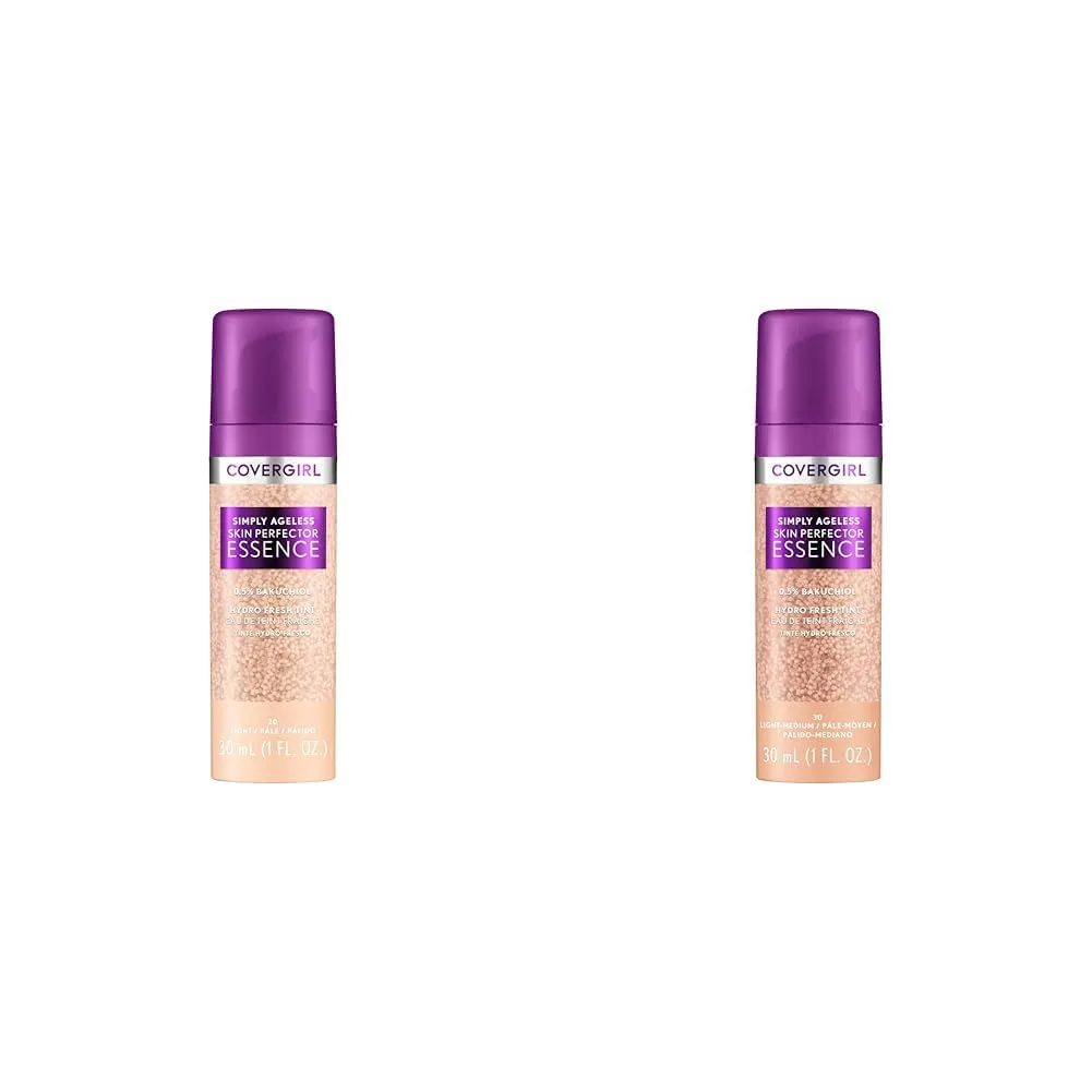 Covergirl Simply Ageless Skin Perfector Essence Foundation Bundle with Shades 20 Light and 30 Light-Medium, 1oz Each
