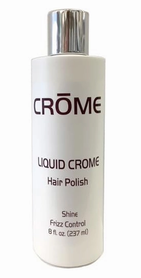 Crome Hair Serum 8 oz - Liquid Hair Polish for Taming and Styling Frizzy Hair - Alcohol Free Moisturizer with Heat and 8 Fl Oz (Pack of 1)