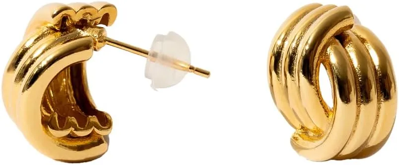 Cross Flow Bold Earrings (Gold Color)– Designed in Korea, Crafted with Precision