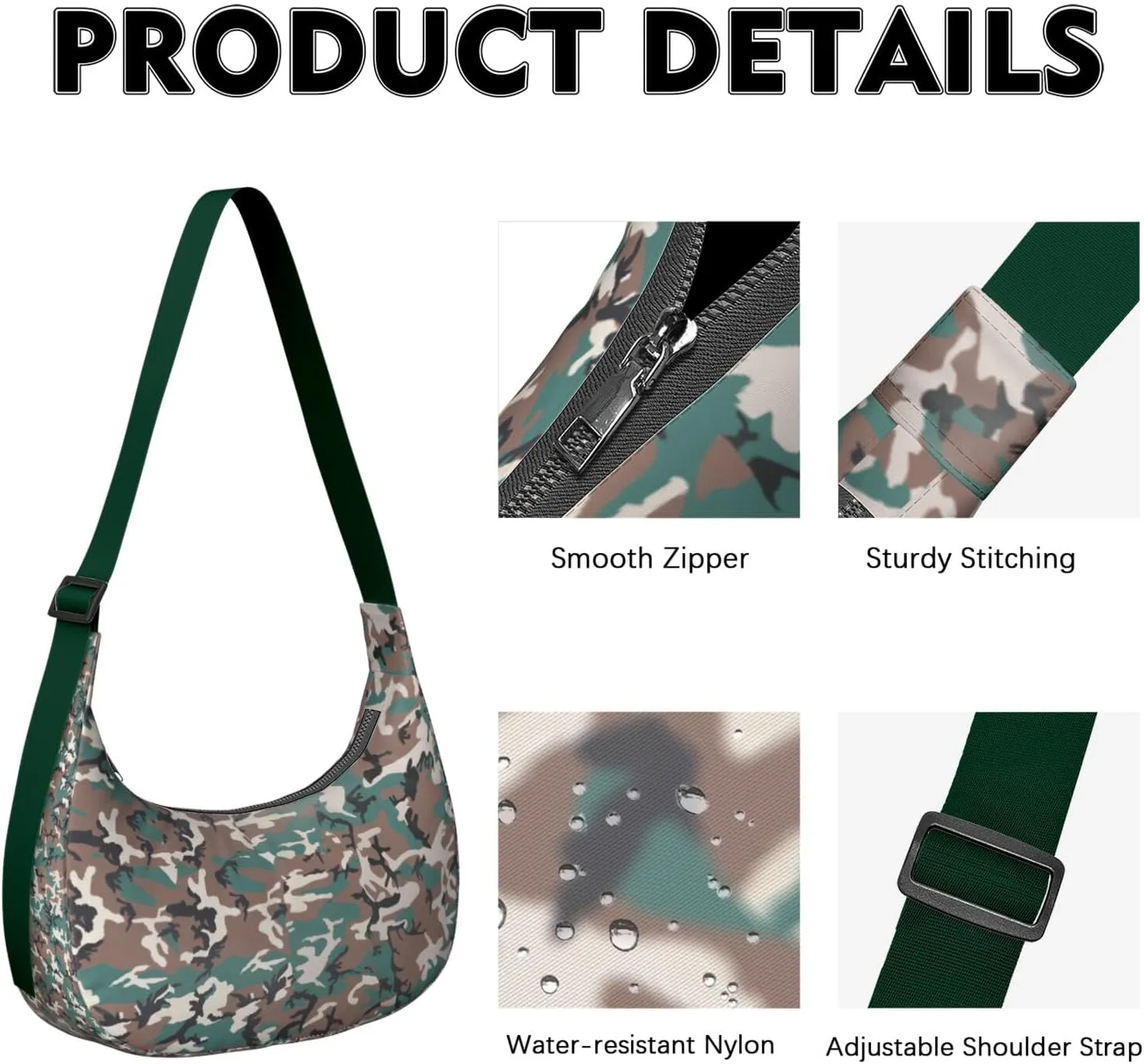 Crossbody Bag for Women Clutch HandBag with Zipper Closure for Women Underarm Purse with Adjustable Strap Zipper